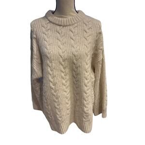 ⭐️ Women’s H&M Cream Cable Knit Alpaca Blend Pullover Sweater Size Medium Preppy